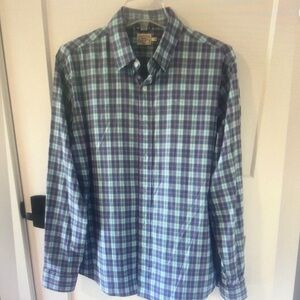 Men's Plaid Button-Down Shirt in Blue and Purple